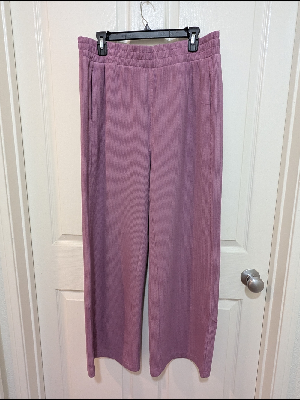 90 Degree By Reflex Ribbed Wide-Leg Pants in Mauve
